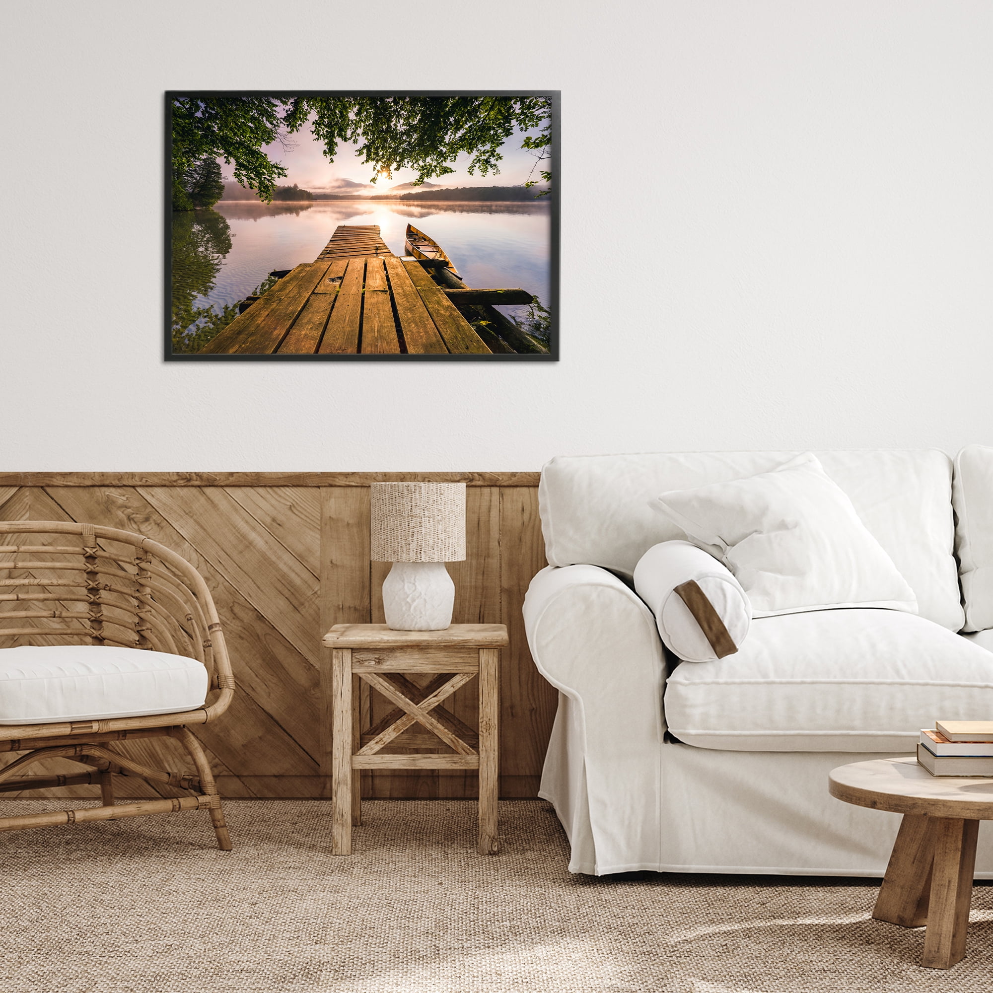 Stupell Industries Misty Morning Light on Lake Black Framed Giclee Art, design by Jonathan Zaharek