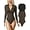 Black,darkbrow, variant on Women's 2 Piece Bodysuits Sexy Ribbed One Piece Zip Front Long Sleeve Tops Bodysuits