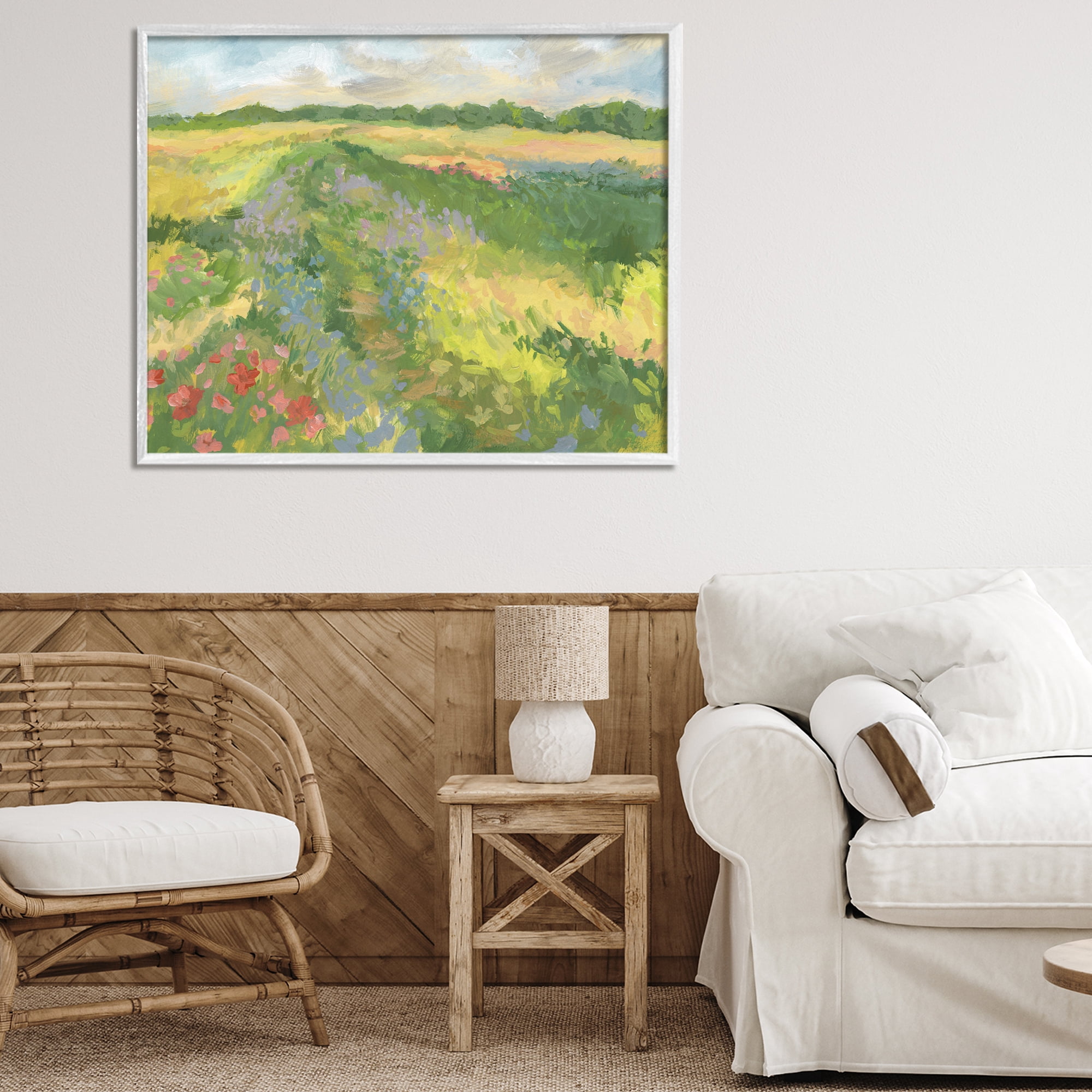 Stupell Industries Windswept Flower Meadow White Framed Giclee Art, design by Victoria Barnes