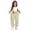 Beige, variant on Little Girls pants Solid Color Trousers Winter Casual Sweat Straight Leg Fit Flowy Pants For Girls With Pocket Size 8-9T