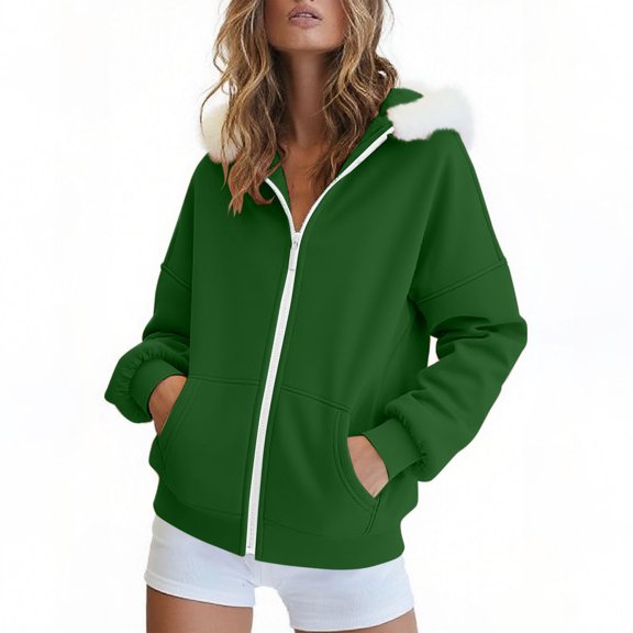Zip Up Hoodie for Women Y2K Zipper Sweatshirt Jackets Casual Athletic Long Sleeve Oversized Drawstring Hooded Sweatshirts Fall Winter Comfy Jackets with Pockets