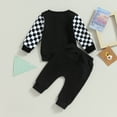 thumbnail image 4 of Gupgi 2Pcs Autumn Outfits for Baby Boy Checkered Sweatshirts Long Pants Set 0-3 Years, 4 of 8