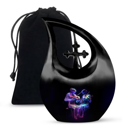 MUKTIVE Violin Cremation Urn for Human Ashes Large 10-Inch Decorative Funeral Urn for Adult Men & Women Handcrafted Memorial Gift for Burial or Display