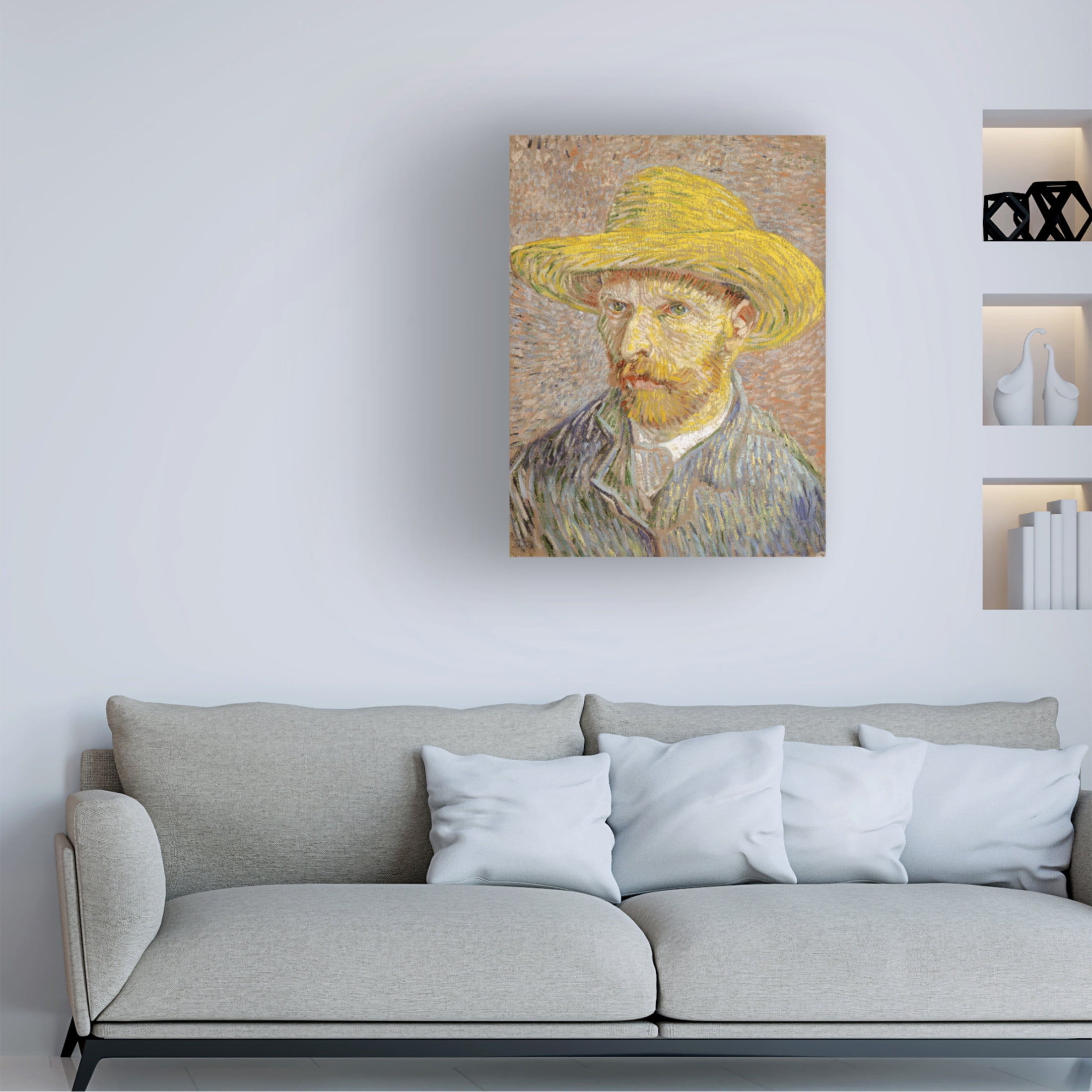 Canvas Wall Art - Masters Collection 'Self Portrait With Yellow Hat Vincent Van Gogh' Wall Art for Living Room, Bedroom, or Office Décor by Trademark Fine Art - 24 x 32 Inches