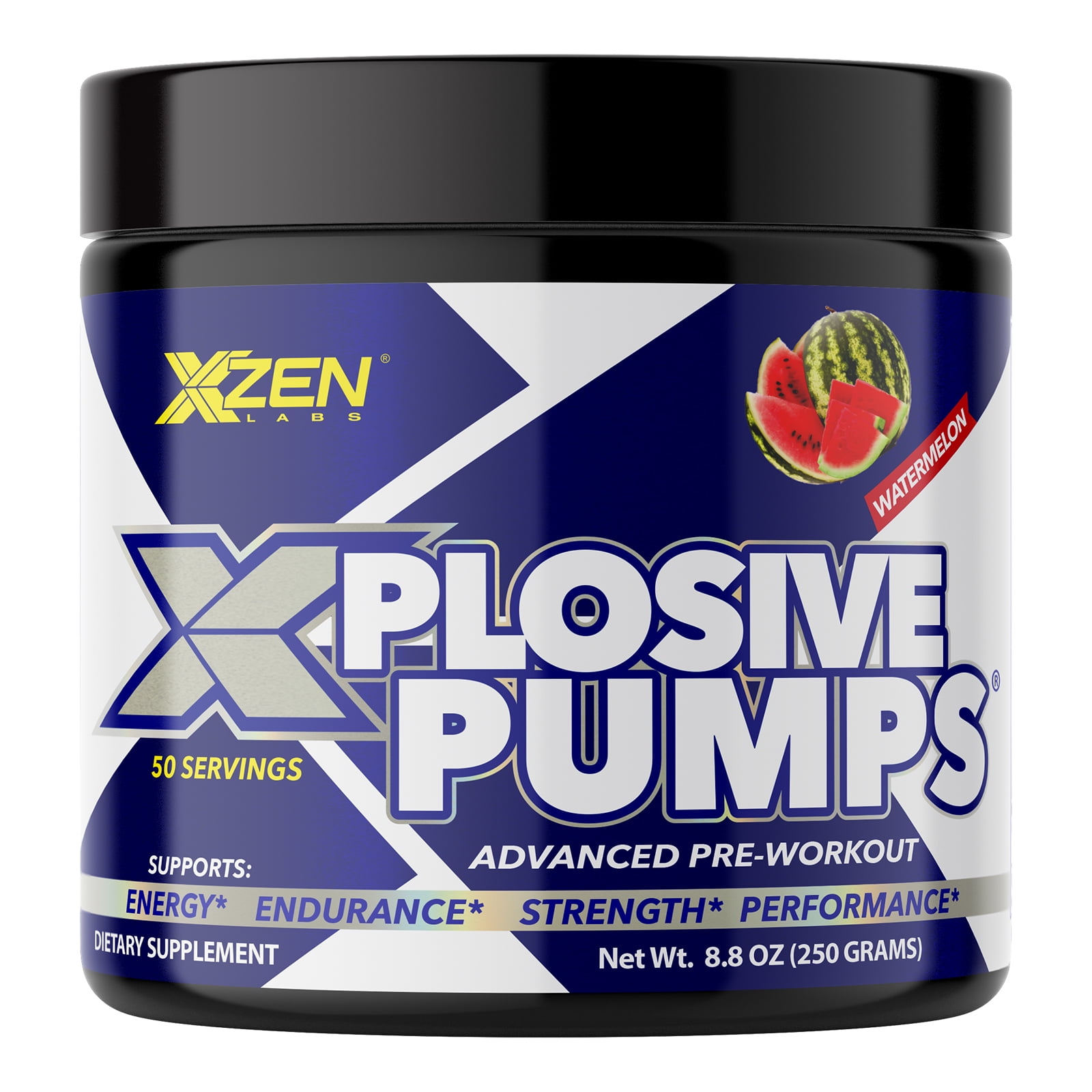 XZEN Xplosive Pumps Pre-Workout Supplement, Energy, Endurance, Performance with Electrolytes 50 Servings Watermelon