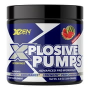 XPLOSIVE PUMPS Pre-Workout Powder - 50 Servings - Intense Energy, Focus, and Muscle Pump - Watermelon