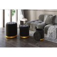 thumbnail image 2 of 3pc Velvet Storage Ottoman Set Black, 2 of 5