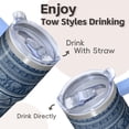 thumbnail image 4 of 20oz Bohemian Design Insulated Cup, Stainless Steel Travel Tumbler with Handle, Leak-Proof Lid, Straw Included, Unique Gift Idea, 4 of 5
