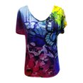 thumbnail image 3 of Puntoco Tallas grandes Mujer Manga corta Impreso Cuello en V Tops Camiseta Blusa Puntoco Puntoco-2425, 3 of 4