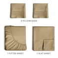 thumbnail image 3 of CGK Linens 4-Piece Ultra Soft & Comfy Hotel Luxury Sheet Set - Full Size Cooling Bed Sheet Fits 8"-16" Mattresses, Beige, 3 of 7