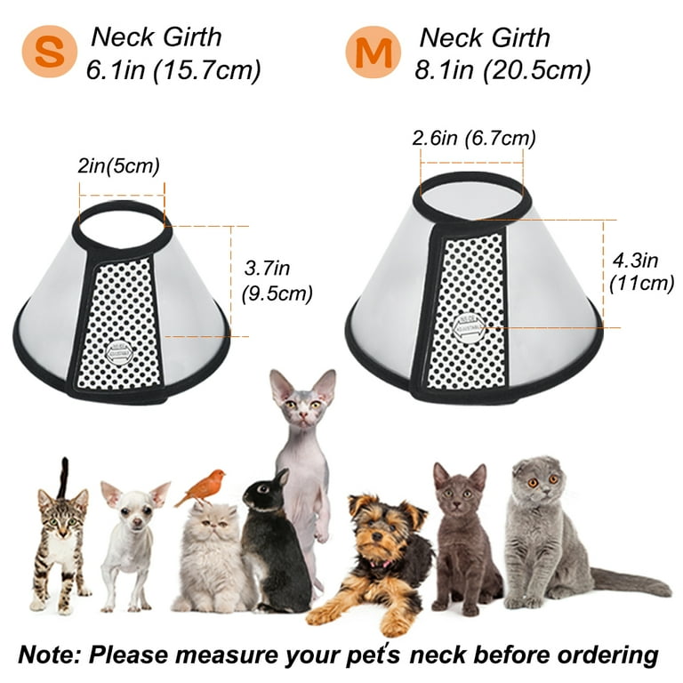 Yeegool Cat Cone Adjustable Restoration Pet Cone Lightweight Plastic Elizabethan Collar for Cats Miniature Dogs Rabbits and Kittens Black Black