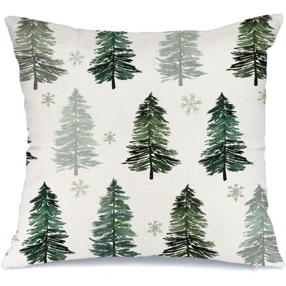 Christmas Pillow Cover 18X18 Inch Christmas Tree Snowflake Decoration Holiday Farmhouse Winter Pillow Case Decor for Home Sofa Couch (Green) AA223-18