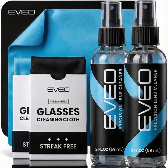 Eyeglass Cleaner Spray - Glasses Cleaner No Streaks Technology & Microfiber Cloth - Kit, Eye Glass Cleaners Spray Lens Cleaner - Screen & Eye Glasses Kit - 2 Pack