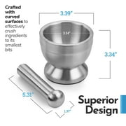 MEDca Stainless Steel Pill Crusher Mortar Pestle, 3.7 L x 5.5 H - Silver