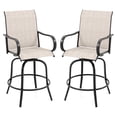 thumbnail image 1 of Gymax Outdoor Swivel Bar Stool Set of 2 w/Breathable Fabric and Heavy Duty Metal Frame Gray, 1 of 9