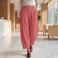 thumbnail image 6 of felwors Barrel Pants Women Cotton Palazzo High Waisted Balloon Pants Summer Casual Beach Boho Wide Leg Baggy Trousers Watermelon Red for Size XXL, 6 of 8