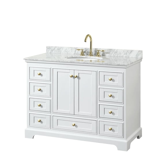 Wyndham Collection Deborah 48" Metal Single Bathroom Vanity in White/Brush Gold