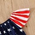 thumbnail image 6 of ITSAME Girls Outfit Sets, Independence Day Print Ruffle Pleated Top and Hole Broken Denim Shorts 2-Piece Summer Trendy Casual Sets Navy 5-6T, 6 of 8