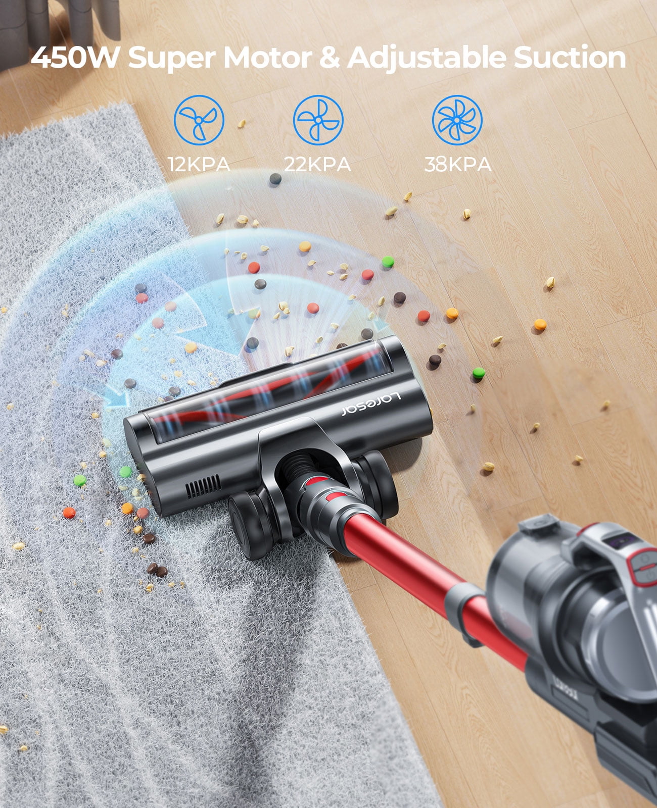 Laresar Wireless 6-in-1 Cordless Stick Vacuum, Lightweight