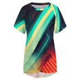 thumbnail image 4 of Neon Geometry Ruffle Short Sleeve T-Shirt V Neck Shirts Pattern Cute Tops Casual Tee Neon Neonlights Love Neonsigns Neonsign, 4 of 4