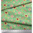 thumbnail image 3 of Soimoi Polyester Crepe Fabric Leaves,Bird & Anemone Floral Decor Fabric Printed Yard 52 Inch Wide, 3 of 3