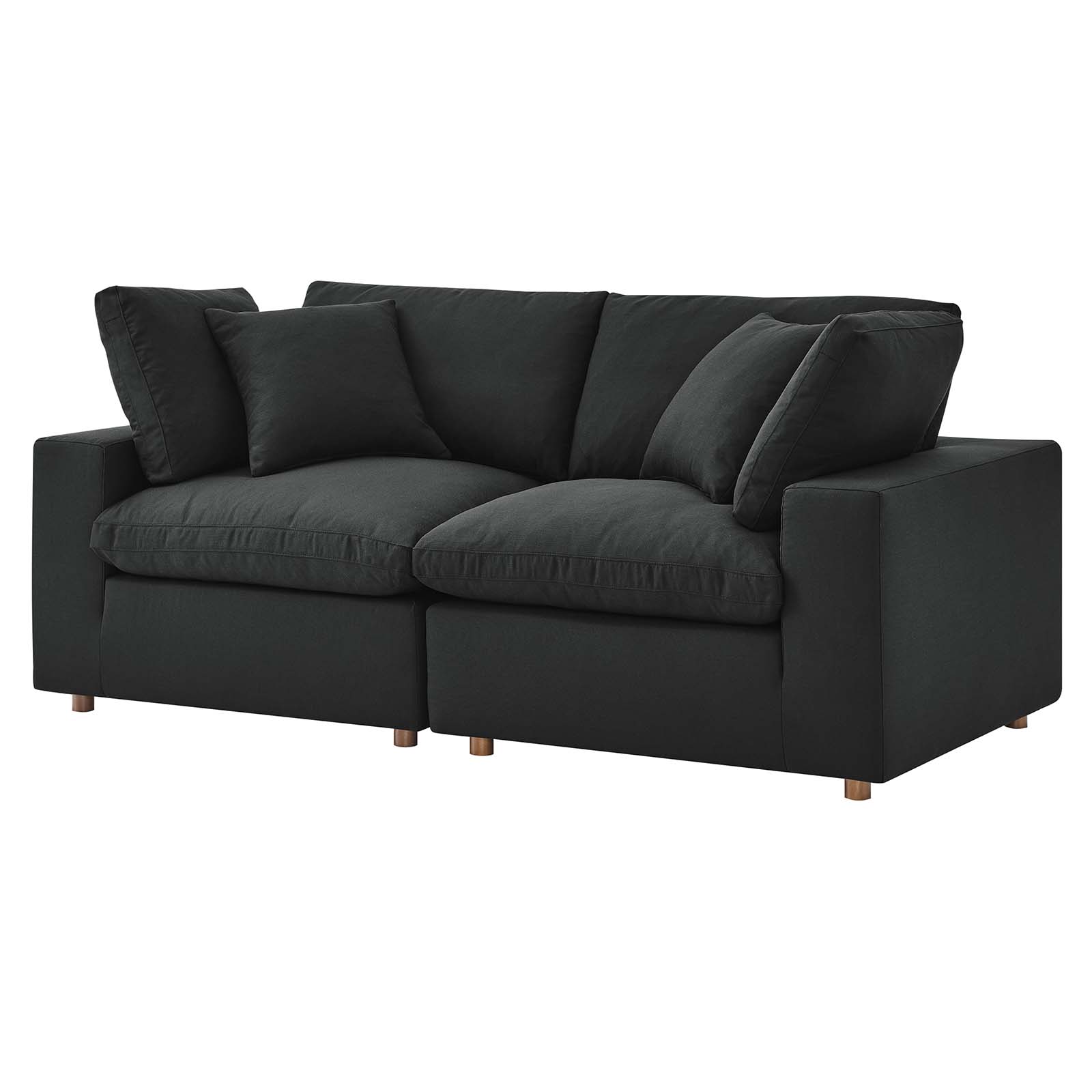 Modular Deep Sofa, Black, Fabric, Modern Contemporary, Living Lounge