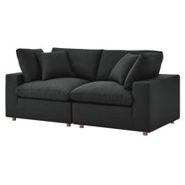 Modular Deep Sofa, Black, Fabric, Modern Contemporary, Living Lounge Cafe Room Hotel Lobby Hospitality