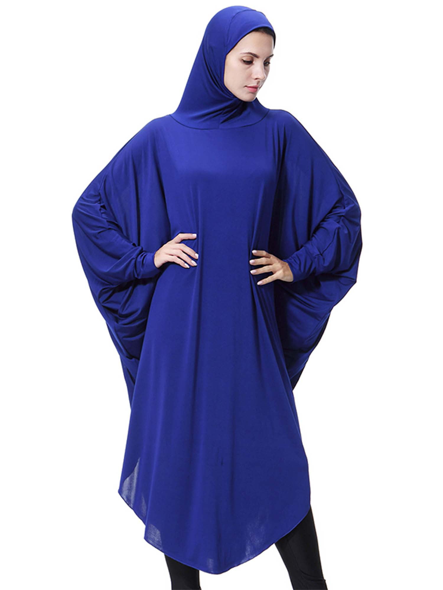 Women Long Khimar Hijab Veil Scarf Muslim Dress Prayer Abaya Jilbab Overhead 