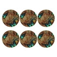 thumbnail image 2 of Pofeuu Vintage Butterfly Green Print Leather Coasters Set of 6, Round Cups Mugs Mat Pad for Home Kitchen Heat Resistant Drink Coasters,Round Shape, 2 of 7