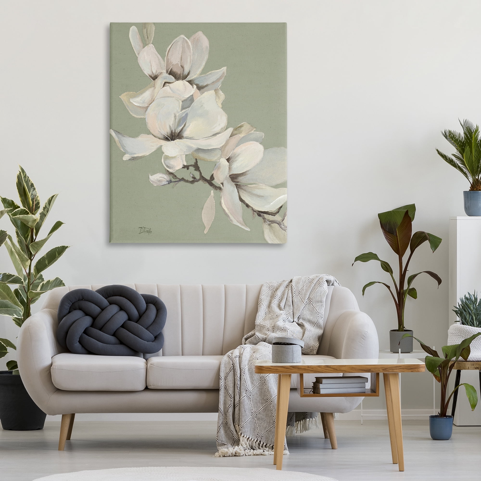 Stupell Industries Magnolias on Sage Florals Canvas Wall Art, design by Patricia Pinto