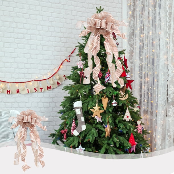 Decoración grande de árbol de Navidad con lazo de lentejuelas | Cinta de Nylon Spandex Multicolor 11.8x13.77in | Arreglo de escena festiva, envoltura de regalo, decoración de fiesta navideña