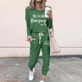 thumbnail image 1 of Puntoco Pijamas para mujer, conjunto de pijamas de invierno con estampado de letras, cuello redondo, manga larga, pantalones, ropa informal para el hogar, 1 of 4