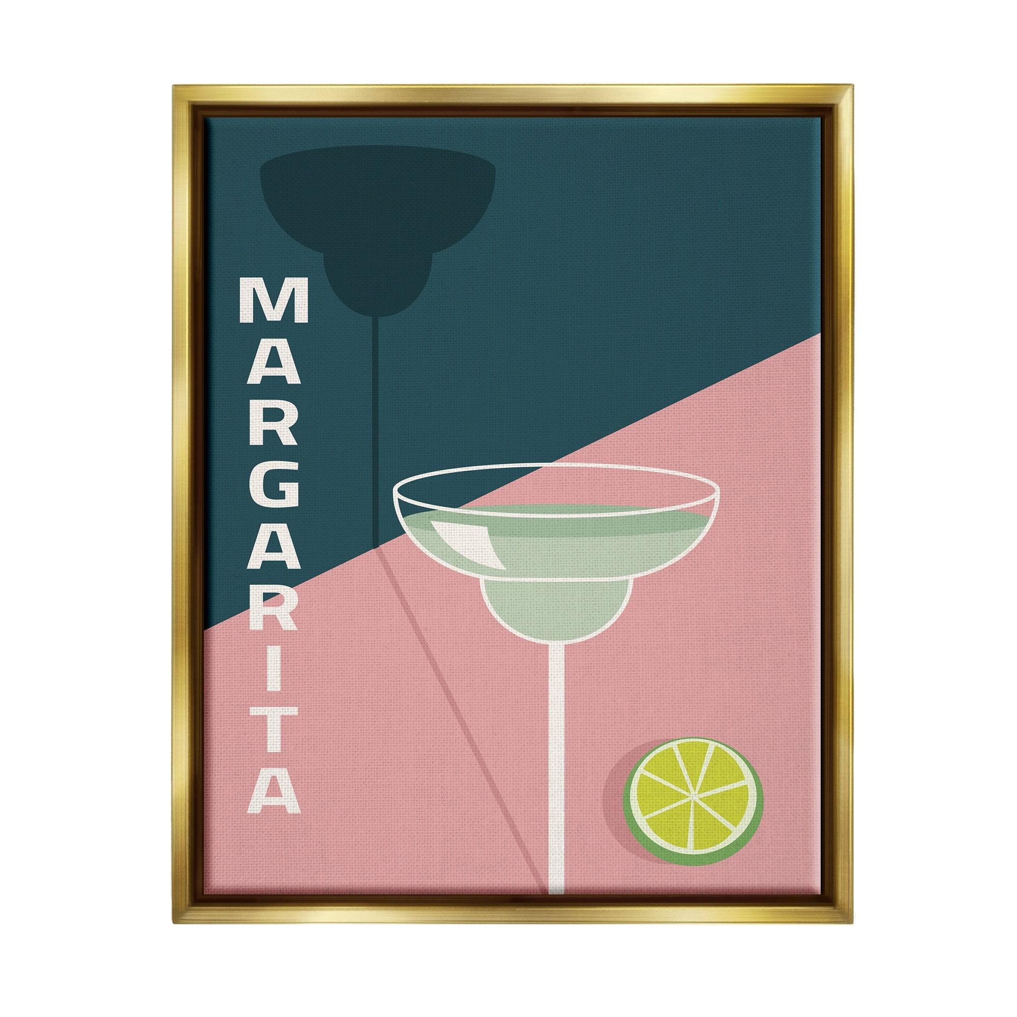 Stupell Industries Modern Margarita Blocked Citrus Contemporary Cocktail Graphic Art Metallic Gold Floating Framed Canvas Print Wall Art, Design by Birch&Ink