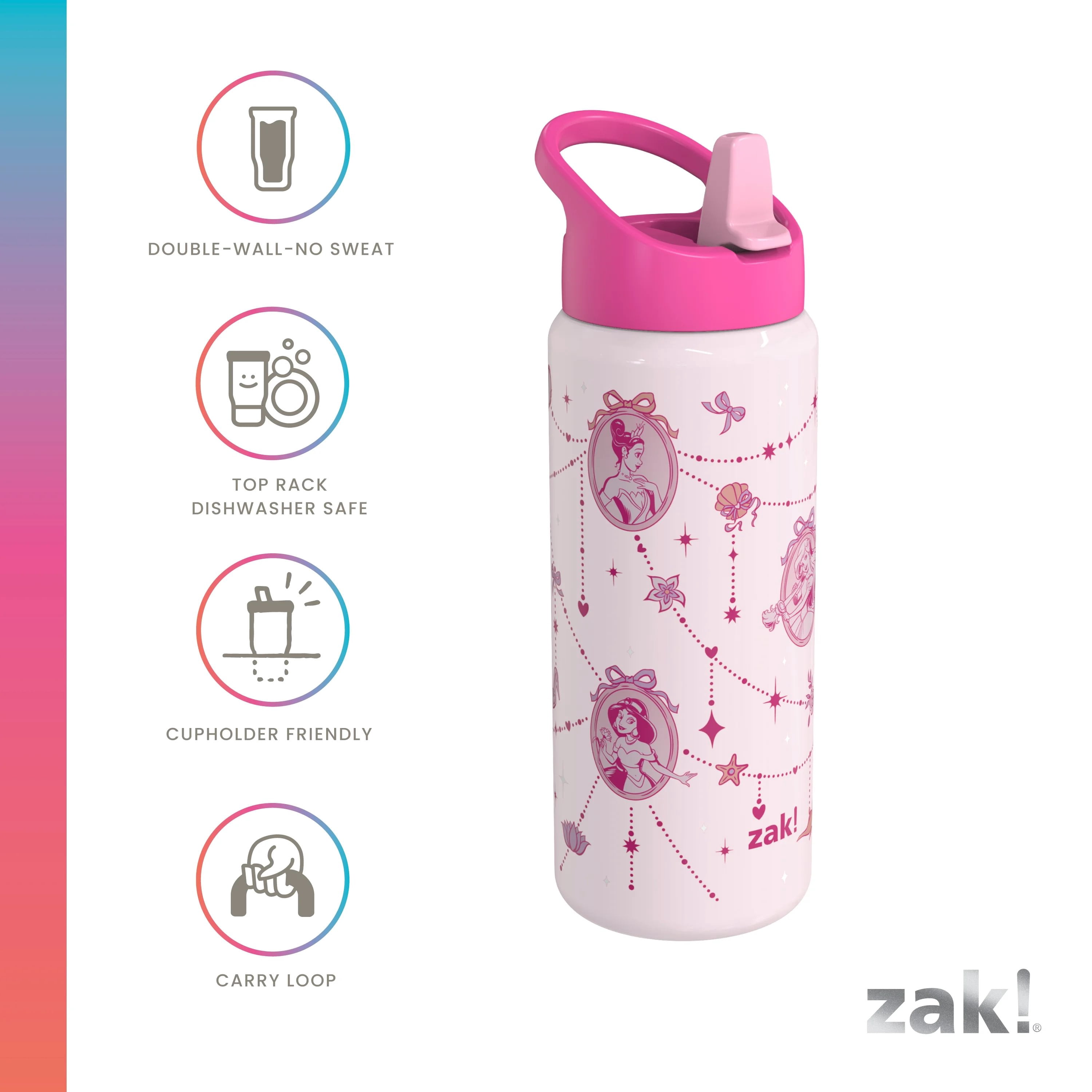 Zak Designs 20oz Princess Stainless Steel Clutch