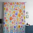 thumbnail image 5 of Spring Floral Semi Sheer Curtains Drapes for Living Room, Bedroom, French Doors Window 54 Inches Long, Watercolor Colorful Botanical Summer Rod Pocket Chiffon Curtain Drapery Voile Draperies Panel, 5 of 6