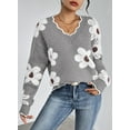 thumbnail image 3 of Pink Queen 2026 Women's OversizedSweaters V Neck Fuzzy Loose Long Sleeve Pullover Jumper Tops S-XL, 3 of 9