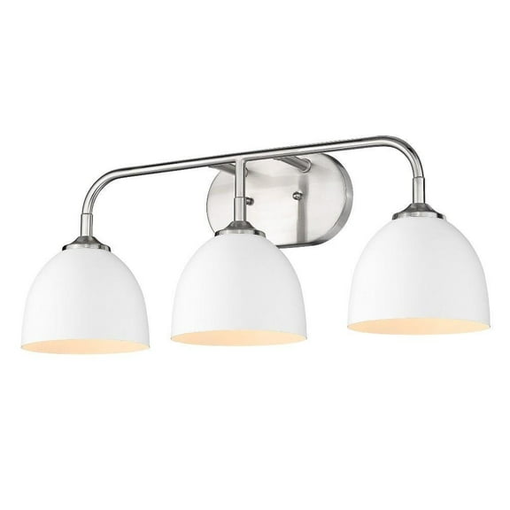 3 Light Vanity Light in Sturdy Style 9.5 inches High By 24.5 inches Wide-Pewter Finish-Matte White Shade Color Bailey Street Home 170-Bel-4442535