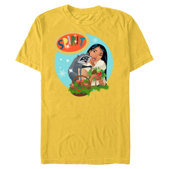 Disney Princess Pocahontas & Meeko Holiday - Short Sleeve Blended T-Shirt for Adults - Customized-Yellow