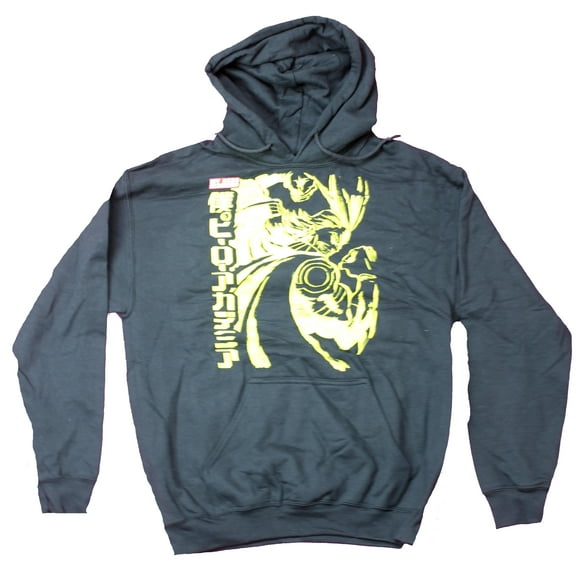 My Hero Academia Mens Pullover Hoodie - All Might Yellow Pose Action (X-Small)