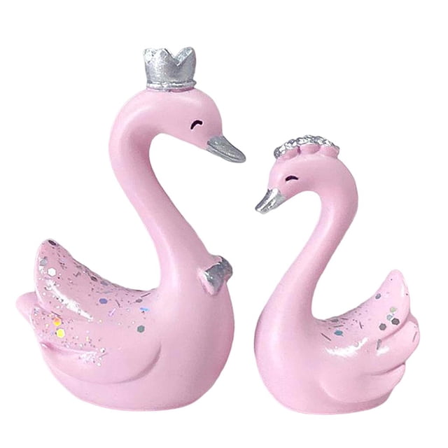 Estatua decorativa de figuras Estatua de Cisne en Miniatura, 2 Uds., Escultura de Animal Hecha , , Novedad, de Jardín de Hadas para , Decoración Inte , Magideal Estatua decorativa de figuras