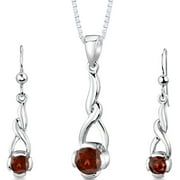 ORAVO 2.25 ct Round Brilliant Garnet Earring Pendant Set in Sterling Silver