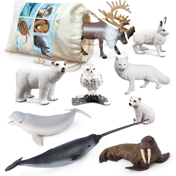 Volnau Sea Creature Toys Figures 9PCS Arctic Circle Ocean Animal Figurines Christmas Decoration Gift