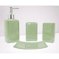 thumbnail image 2 of 4pc Ceramic Accessories + 3pc Bathroom rug mat set #6 Green #2 color non slip super soft chenille washable, 2 of 7