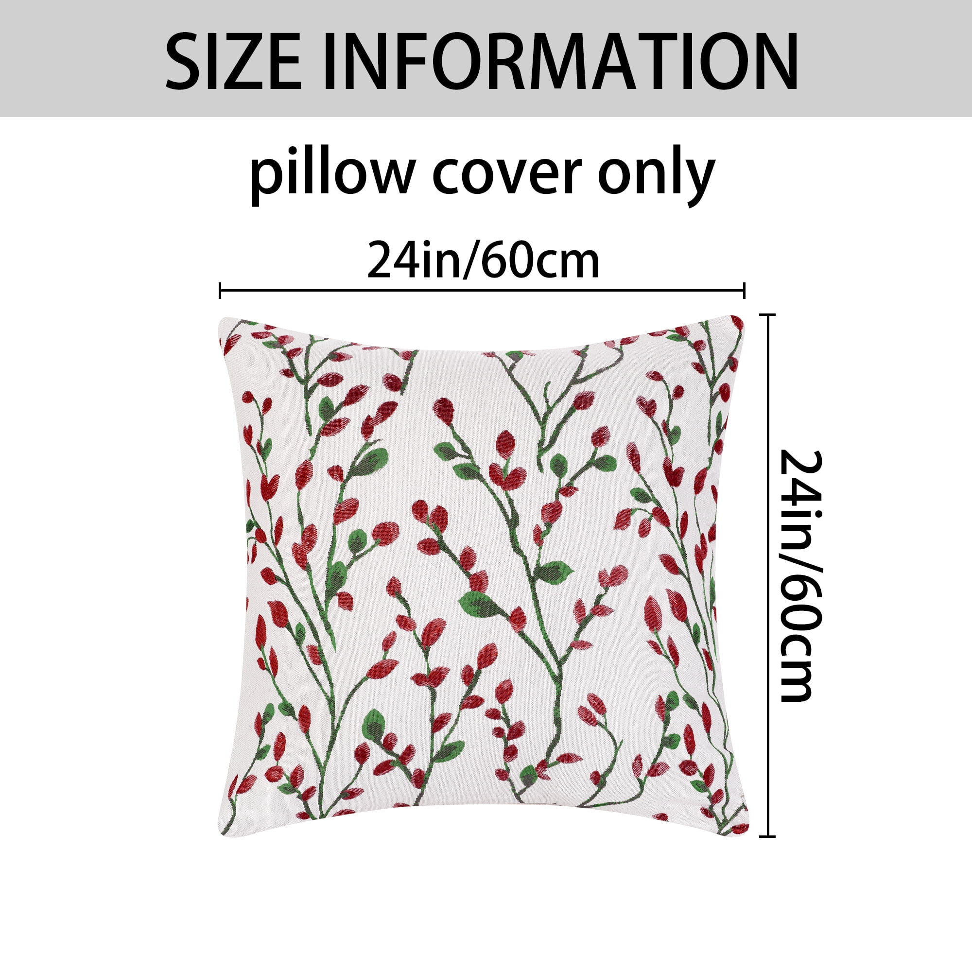 Unique Bargains Floral Pattern Decoration Throw Pillow Cover 2pcs Red Flower 24" x 24"