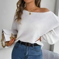 thumbnail image 6 of Lovskoo 2024 Sweaters for Women Long Sleeve Casual Solid Color Dolman Sleeve Loose Top Sweater White, 6 of 7