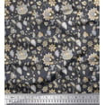 thumbnail image 1 of Soimoi Poly Georgette Fabric Leaves & Floral Block Print Fabric by Yard 42 Inch Wide, 1 of 3