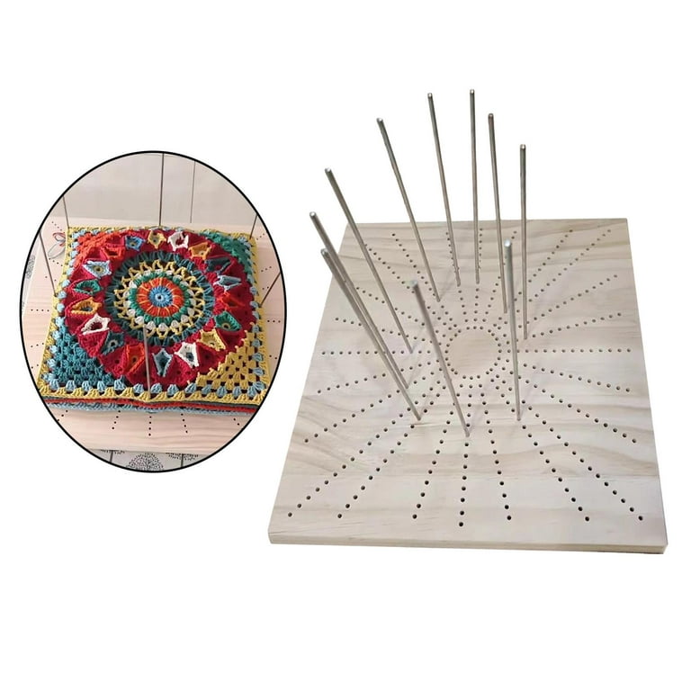 Fityle Blocking Board Wooden High-Quality Premium Blocking Boards with  Grids Crochet Blocking Board with 10 Pegs for Knitting and Crocheting