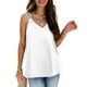 thumbnail image 4 of Camisetas sin mangas con cuello en V para mujer para el verano: camisola de satén de seda sin mangas con tirantes ajustables, diseño estampado, corte ajustado para combinar con otras prendas o para, 4 of 7
