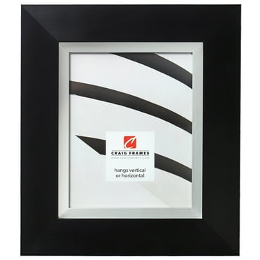 Craig Frames Ambassador, 8x10 inch Picture Frame, Bold Silver and Black