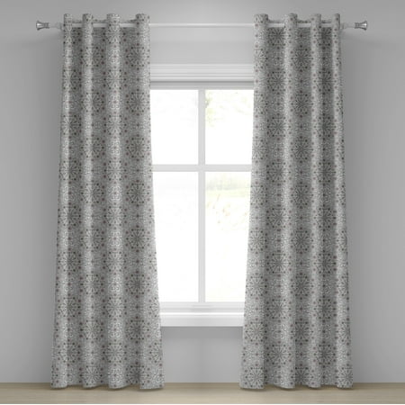 

Ethnic Grommet Curtain Vintage Abstract Flower Swirls Leaves Doily Style Pastel Decorative 2-Panel Window Drapes for Bedroom Living Room 50 x 120 Pale Pink Pale Grey by Ambesonne